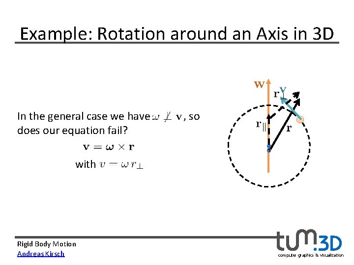 Example: Rotation around an Axis in 3 D In the general case we have