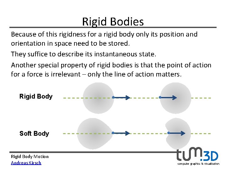 Rigid Bodies Because of this rigidness for a rigid body only its position and