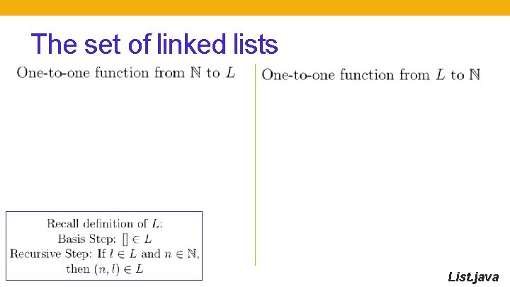 The set of linked lists List. java 