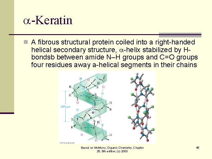  -Keratin n A fibrous structural protein coiled into a right-handed helical secondary structure,