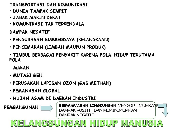 TRANSPORTASI DAN KOMUNIKASI • DUNIA TAMPAK SEMPIT • JARAK MAKIN DEKAT • KOMUNIKASI TAK