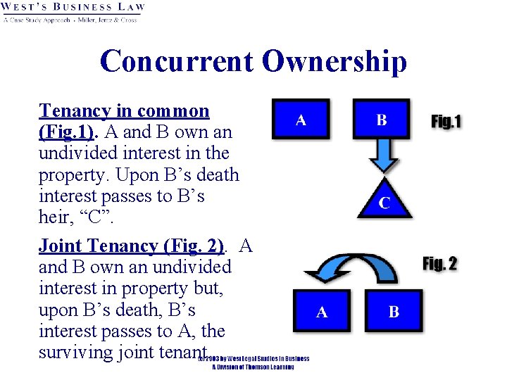 Concurrent Ownership Tenancy in common (Fig. 1). A and B own an undivided interest
