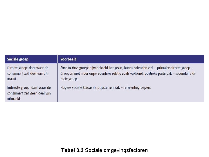 Tabel 3. 3 Sociale omgevingsfactoren 