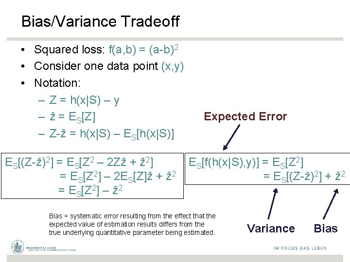 Bias/Variance Tradeoff • Squared loss: f(a, b) = (a-b)2 • Consider one data point