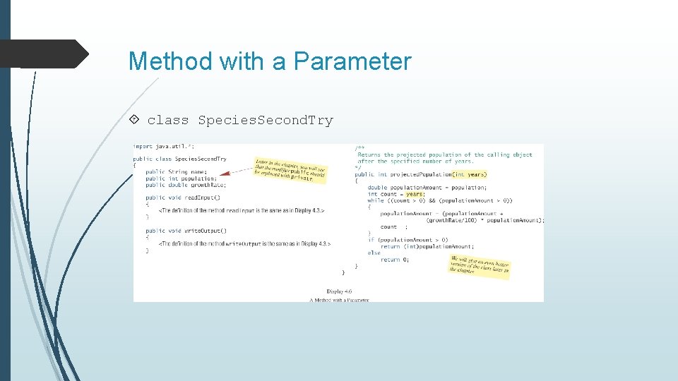 Method with a Parameter class Species. Second. Try 