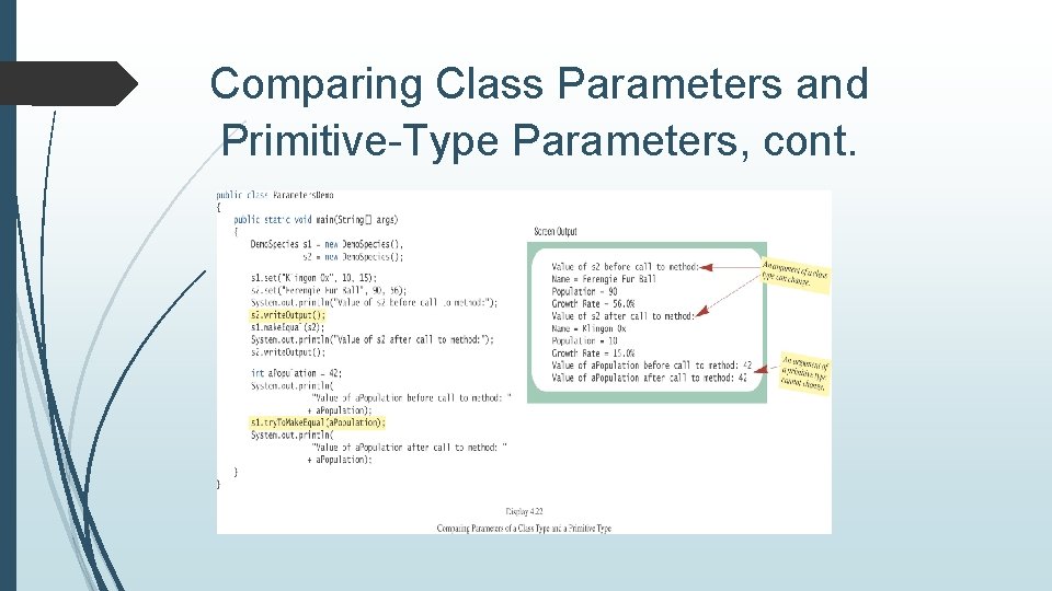 Comparing Class Parameters and Primitive-Type Parameters, cont. 