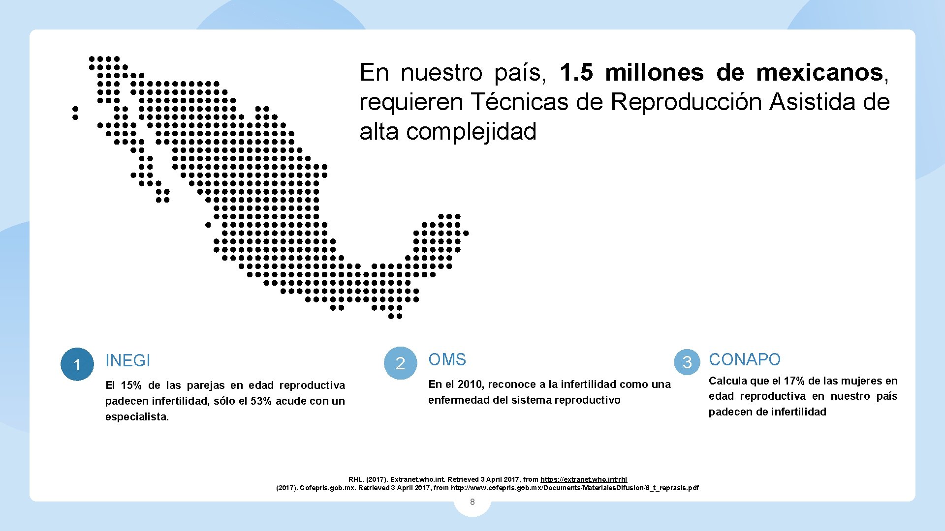 En nuestro país, 1. 5 millones de mexicanos, requieren Técnicas de Reproducción Asistida de En nuestro país, 1. 5 millones de mexicanos, requieren Técnicas de Reproducción Asistida de