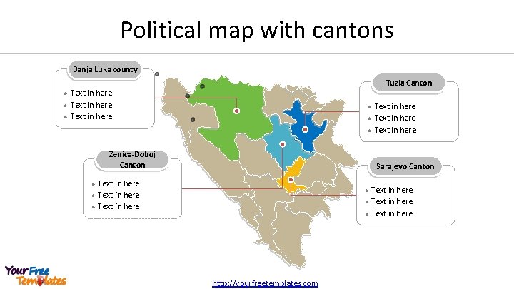Political map with cantons Banja Luka county l l l Tuzla Canton Text in