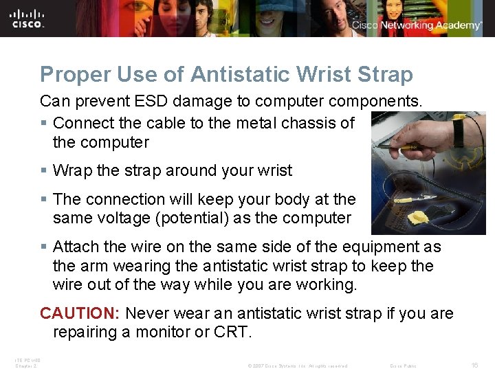 Proper Use of Antistatic Wrist Strap Can prevent ESD damage to computer components. §