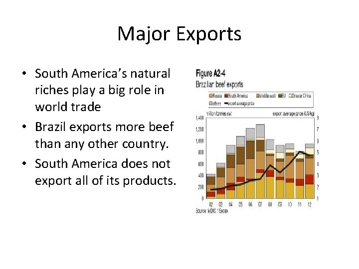 Major Exports • South America’s natural riches play a big role in world trade