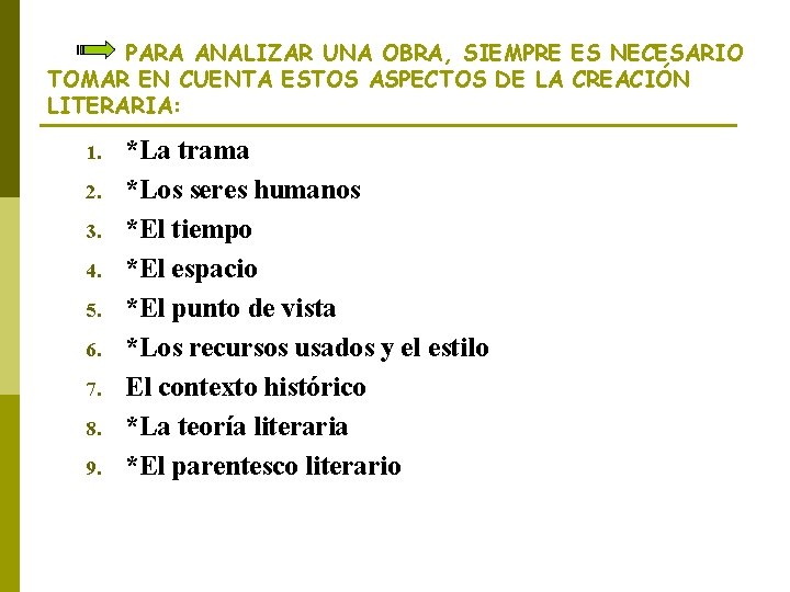 PARA ANALIZAR UNA OBRA, SIEMPRE ES NECESARIO TOMAR EN CUENTA ESTOS ASPECTOS DE LA