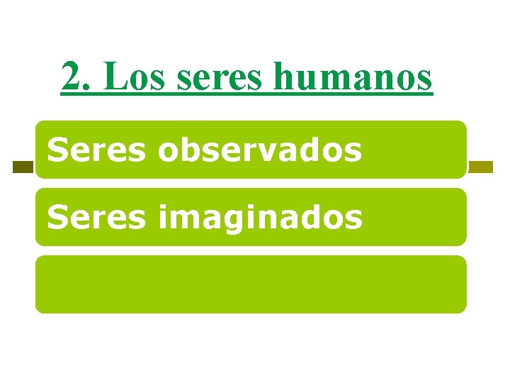 2. Los seres humanos Seres observados Seres imaginados 