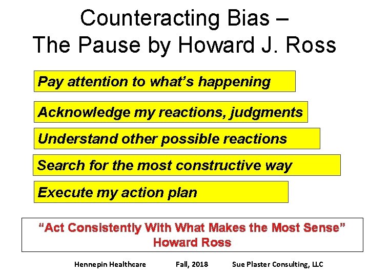 Counteracting Bias – The Pause by Howard J. Ross Pay attention to what’s happening