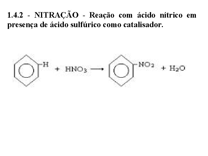 1. 4. 2 - NITRAÇÃO - Reação com ácido nítrico em presença de ácido