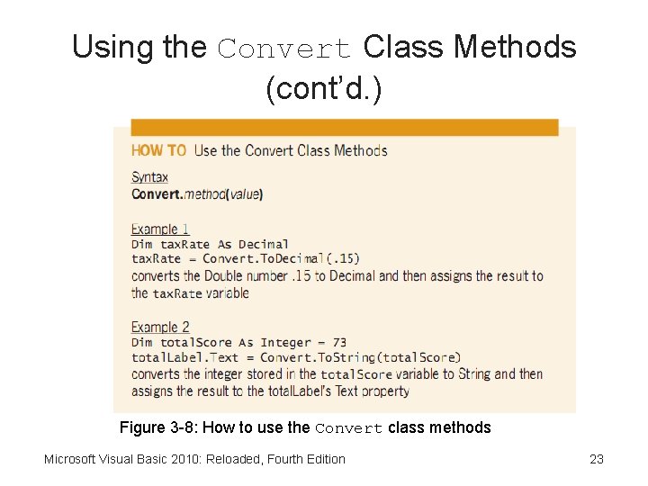 Using the Convert Class Methods (cont’d. ) Figure 3 -8: How to use the