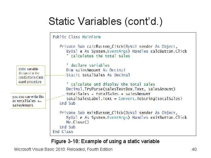 Static Variables (cont’d. ) Figure 3 -18: Example of using a static variable Microsoft