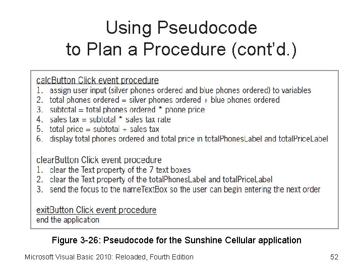 Using Pseudocode to Plan a Procedure (cont’d. ) Figure 3 -26: Pseudocode for the