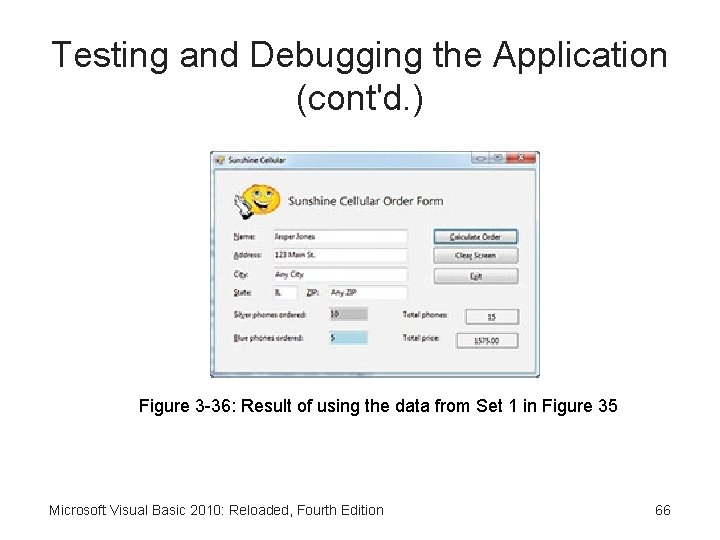 Testing and Debugging the Application (cont'd. ) Figure 3 -36: Result of using the