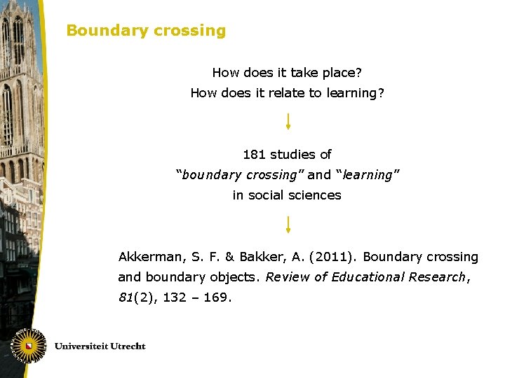 Boundary crossing How does it take place? How does it relate to learning? 181