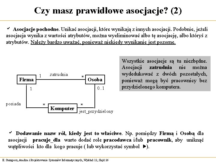 Czy masz prawidłowe asocjacje? (2) a Asocjacje pochodne. Unikać asocjacji, które wynikają z innych