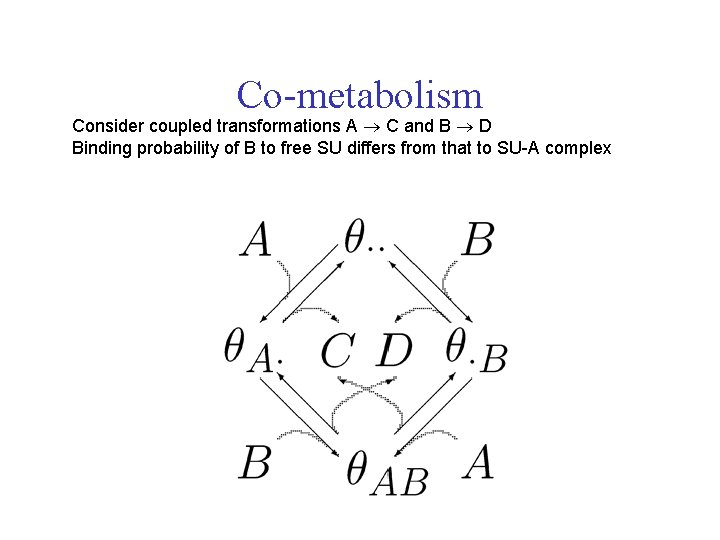 Co-metabolism Consider coupled transformations A C and B D Binding probability of B to