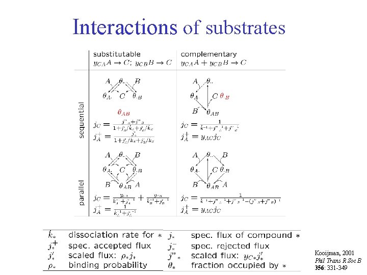 Interactions of substrates Kooijman, 2001 Phil Trans R Soc B 356: 331 -349 