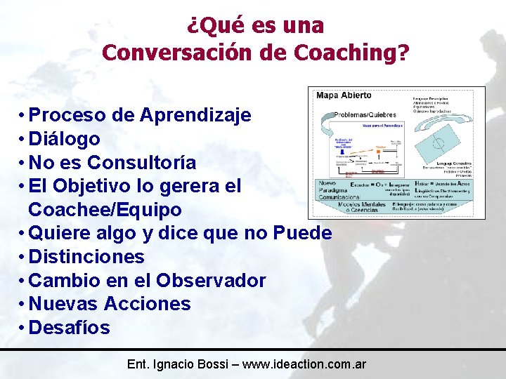 ¿Qué es una Conversación de Coaching? • Proceso de Aprendizaje • Diálogo • No