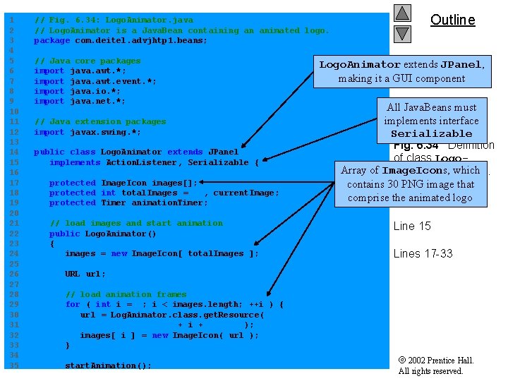 Outline 1 // Fig. 6. 34: Logo. Animator. java 2 // Logo. Animator is