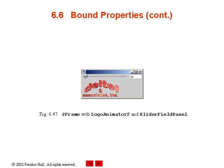 6. 6 Bound Properties (cont. ) Fig. 6. 47 JFrame with Logo. Animator 2