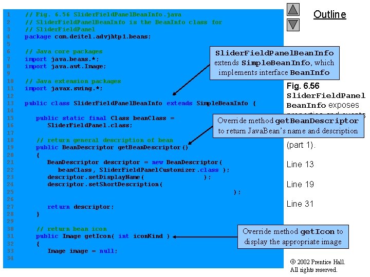 Outline 1 // Fig. 6. 56 Slider. Field. Panel. Bean. Info. java 2 //