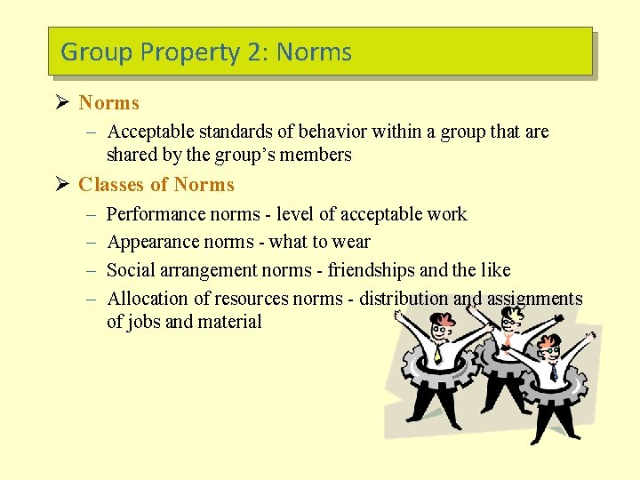 Group Property 2: Norms Ø Norms – Acceptable standards of behavior within a group