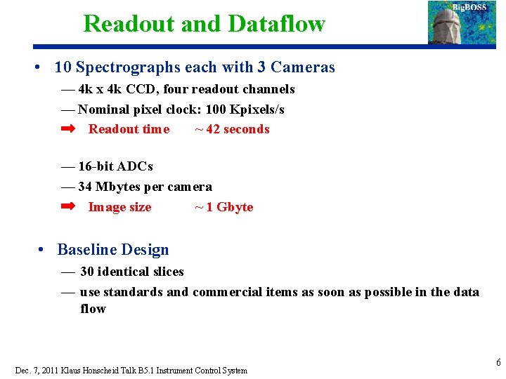 Readout and Dataflow • 10 Spectrographs each with 3 Cameras — 4 k x