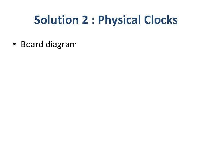 Solution 2 : Physical Clocks • Board diagram 