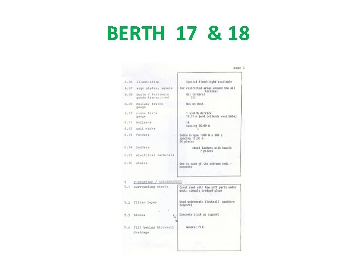 BERTH 17 & 18 