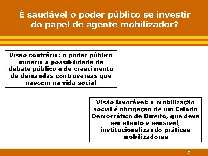 É saudável o poder público se investir do papel de agente mobilizador? Visão contrária: