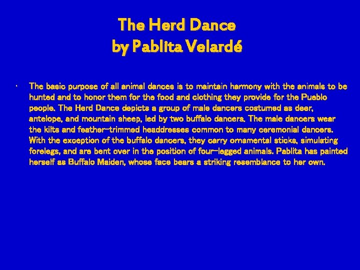 The Herd Dance by Pablita Velardé • The basic purpose of all animal dances