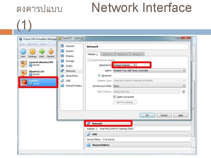 ตงคารปแบบ (1) Network Interface 
