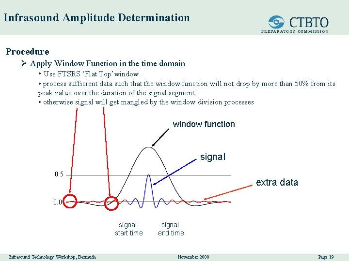 Infrasound Amplitude Determination Procedure Ø Apply Window Function in the time domain • Use
