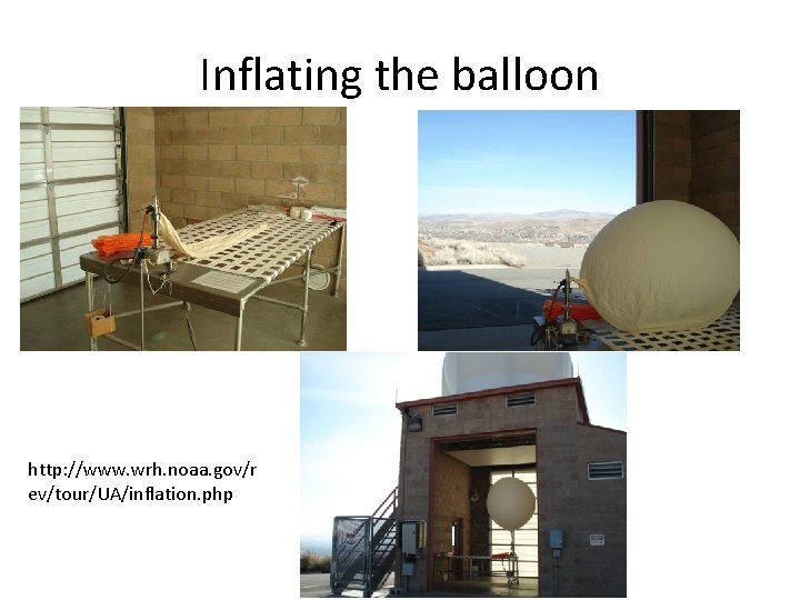 Inflating the balloon http: //www. wrh. noaa. gov/r ev/tour/UA/inflation. php 