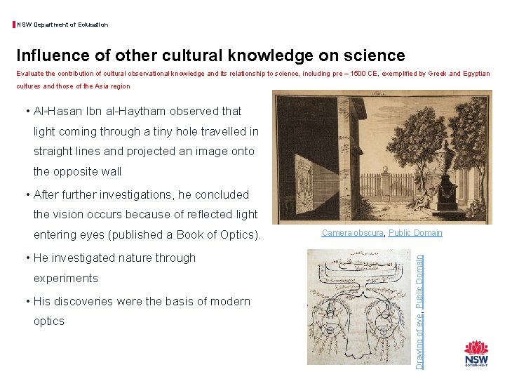 NSW Department of Education Influence of other cultural knowledge on science Evaluate the contribution