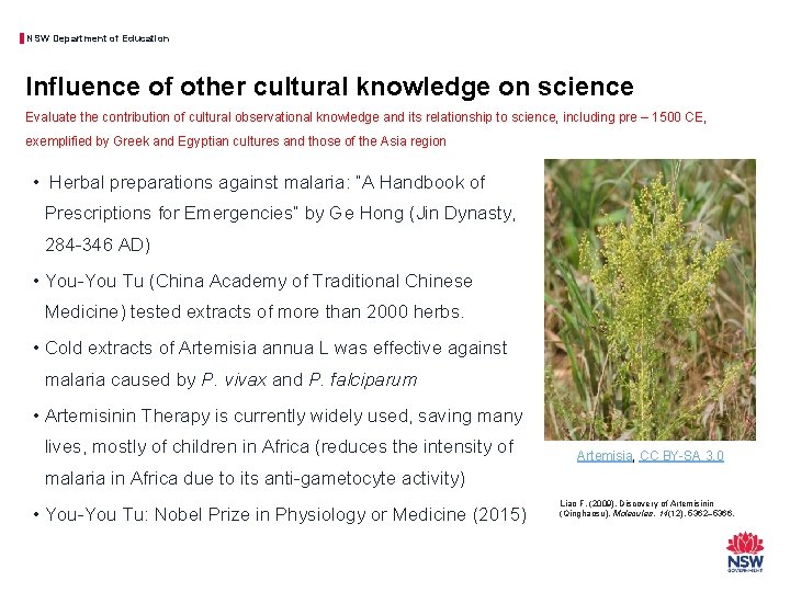 NSW Department of Education Influence of other cultural knowledge on science Evaluate the contribution