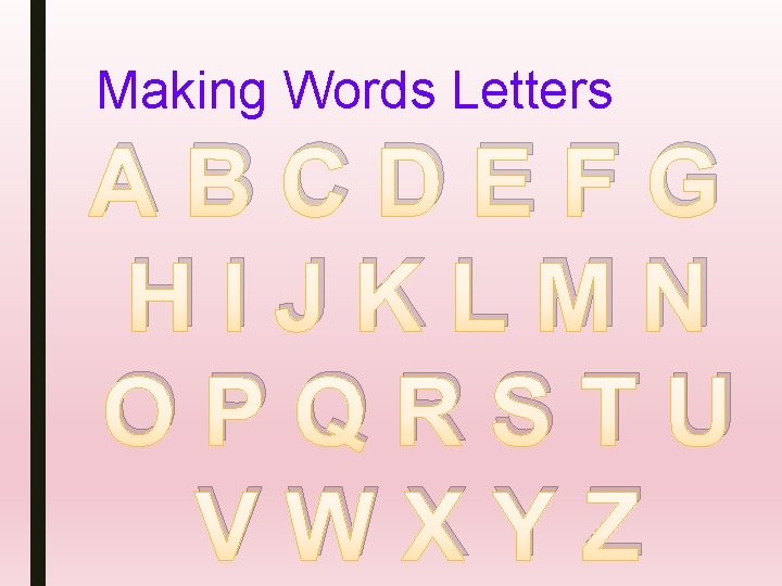 Making Words Letters ABCDEFG HIJKLMN OPQRSTU VWXYZ 