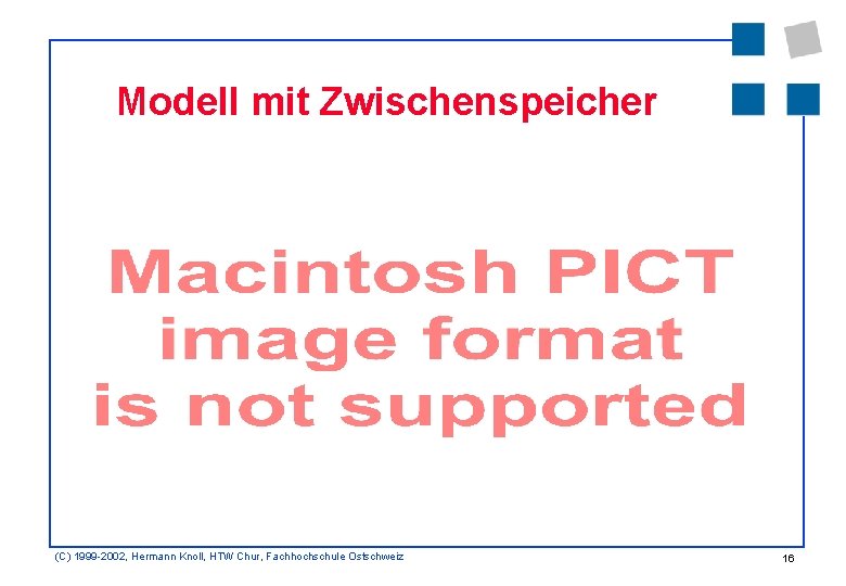 Modell mit Zwischenspeicher (C) 1999 -2002, Hermann Knoll, HTW Chur, Fachhochschule Ostschweiz 16 