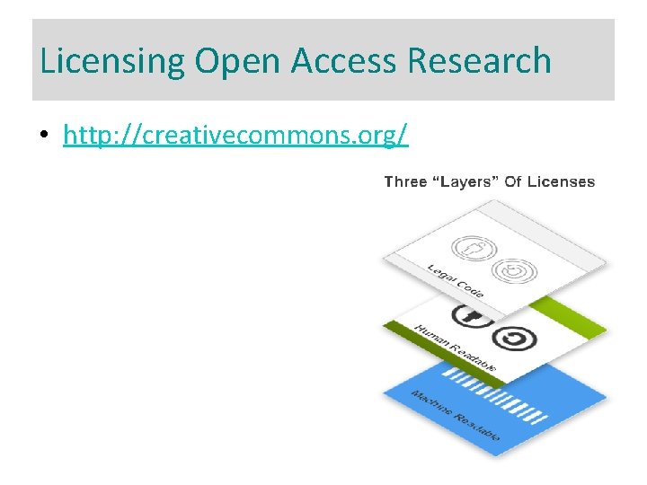 Licensing Open Access Research • http: //creativecommons. org/ 