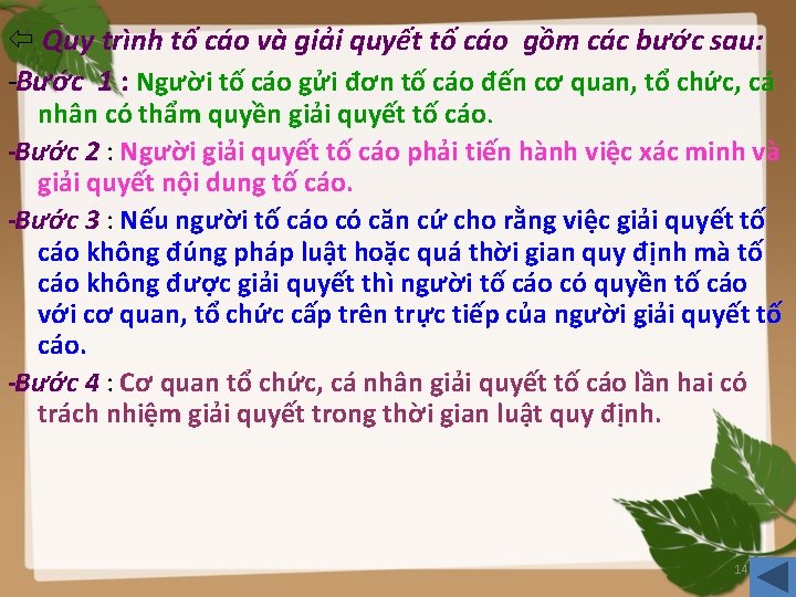  Quy trình tố cáo và giải quyết tố cáo gồm các bước sau: