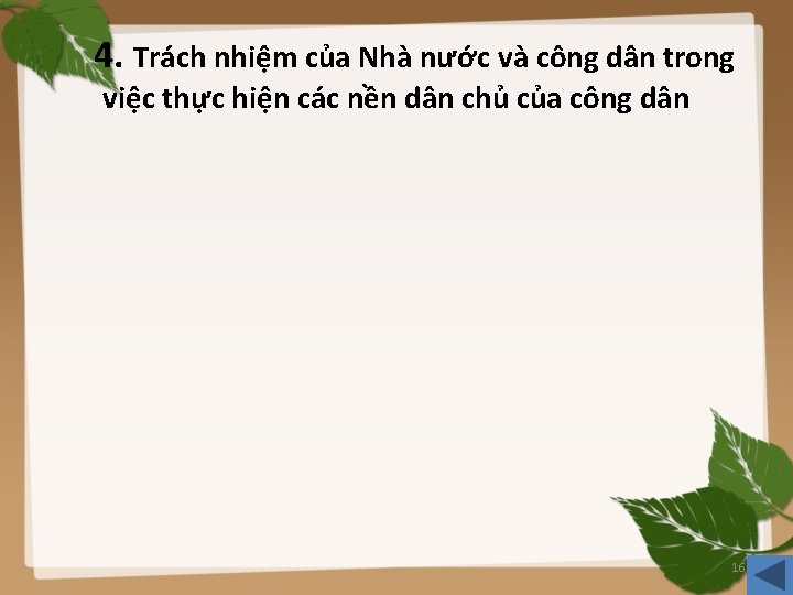  4. Trách nhiệm của Nhà nước và công dân trong việc thực hiện