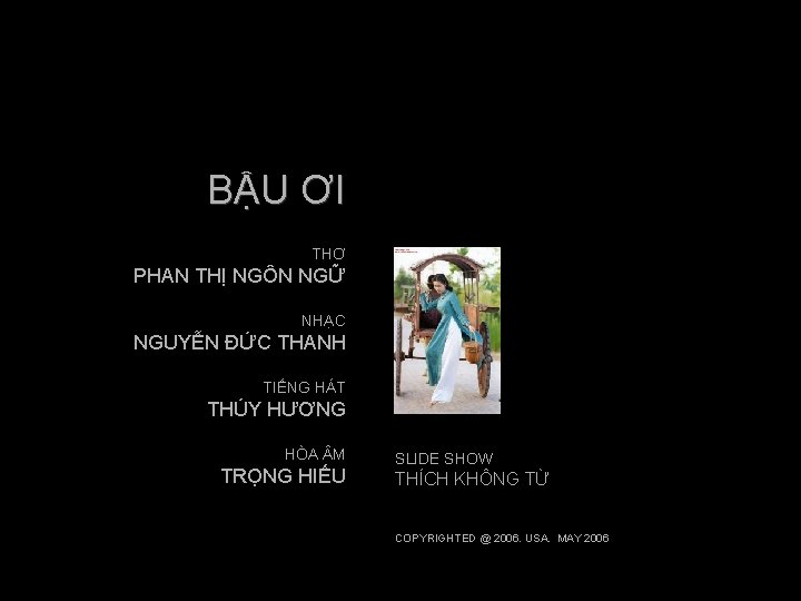 BẬU ƠI THƠ PHAN THỊ NGÔN NGỮ NHẠC NGUYỄN ĐỨC THANH TIẾNG HÁT THÚY