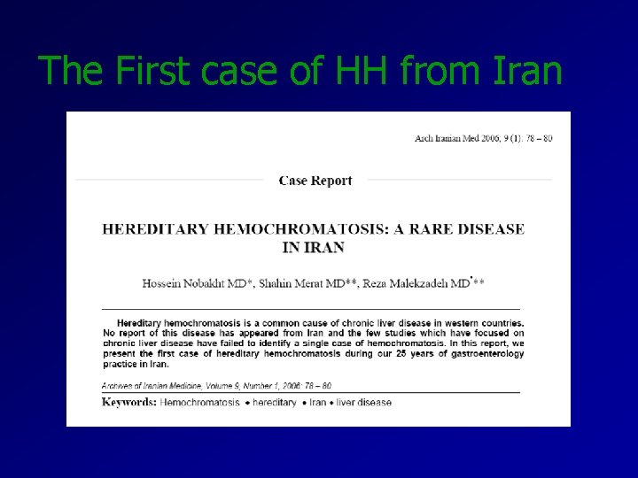 The First case of HH from Iran 