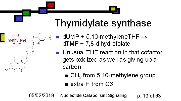 Thymidylate synthase 5, 10 methylene THF n n 05/02/2019 d. UMP + 5, 10
