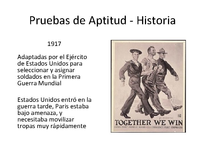 Pruebas de Aptitud - Historia 1917 Adaptadas por el Ejército de Estados Unidos para